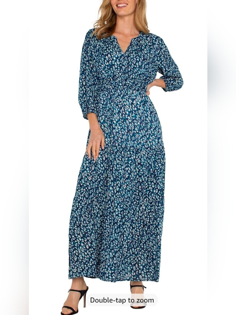 Liverpool Los Angeles Women’s Flattering Cinched Waist Maxi Dress XL Blue